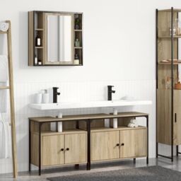 Berkfield Home Bathroom Cabinet Set 3 pcs Sonoma oak 80 x 30 x 60 cm in Brown - thumbnail 1