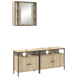 Berkfield Home Bathroom Cabinet Set 3 pcs Sonoma oak 80 x 30 x 60 cm in Brown - thumbnail 2