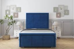 "Comfort Beds Savoy Plush Bed Frame With Mattress-50"" Upholstered in Navy - Size: Double" - thumbnail 2