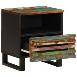 Berkfield Home Bedside Cabinets 2 pcs 40x33x46 cm Solid Wood Reclaimed in Black - Size: 40 x 33 x 46 cm - thumbnail 3