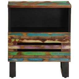 Berkfield Home Bedside Cabinets 2 pcs 40x33x46 cm Solid Wood Reclaimed in Black - Size: 40 x 33 x 46 cm - thumbnail 4