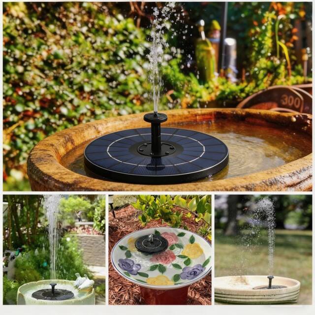Living and Home 4W Floating Solar Fountain with Interchangeable Spray Heads in Black - image 1
