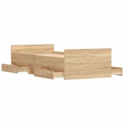 Berkfield Home Bed Frame with Headboard & Footboard Sonoma Oak 100x200 cm in Brown - thumbnail 5