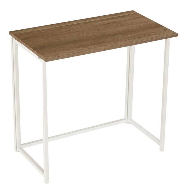 VOGREX White Wooden Folding Computer Desk Space Saving Office Work Table - image 1