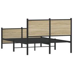 Berkfield Home Metal Bed Frame without Mattress Sonoma Oak 120x200 cm in Natural - Size: Small Double - thumbnail 7