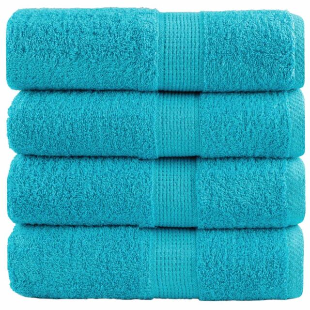 Berkfield Home Premium Guest Towels SOLUND 4 pcs Turquoise 30x50 cm 600 gsm in Blue - image 1