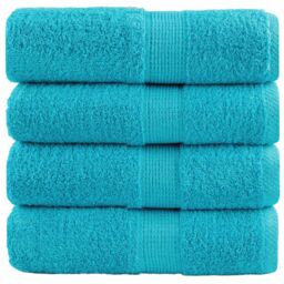 Berkfield Home Premium Guest Towels SOLUND 4 pcs Turquoise 30x50 cm 600 gsm in Blue - thumbnail 1