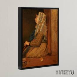"Artery8 A Roman Beggar Woman Portrait Degas Black Framed Canvas Wall Art Print in Brown - Size: W12"" x H16""" - thumbnail 2