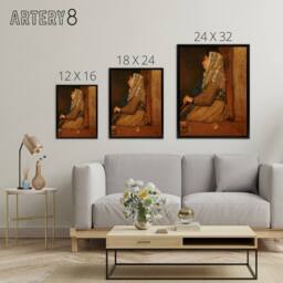 "Artery8 A Roman Beggar Woman Portrait Degas Black Framed Canvas Wall Art Print in Brown - Size: W12"" x H16""" - thumbnail 4