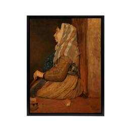 "Artery8 A Roman Beggar Woman Portrait Degas Black Framed Canvas Wall Art Print in Brown - Size: W12"" x H16""" - thumbnail 1