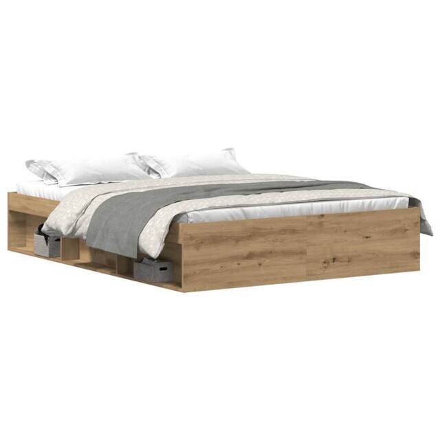Berkfield Home Bed Frame without Mattress Artisan Oak 150x200 cm Engineered Wood in Brown - image 1