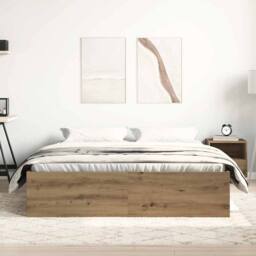Berkfield Home Bed Frame without Mattress Artisan Oak 150x200 cm Engineered Wood in Brown - thumbnail 3
