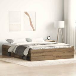Berkfield Home Bed Frame without Mattress Artisan Oak 150x200 cm Engineered Wood in Brown - thumbnail 2