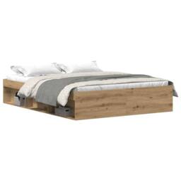 Berkfield Home Bed Frame without Mattress Artisan Oak 150x200 cm Engineered Wood in Brown - thumbnail 1