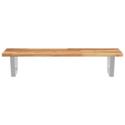 Berkfield Home Basin Shelf Wall Mounted Steel & Solid Wood Acacia in Brown - thumbnail 4