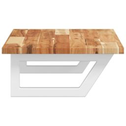 Berkfield Home Basin Shelf Wall Mounted Steel & Solid Wood Acacia in Brown - thumbnail 5