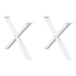 Berkfield Home Coffee Table Legs X-Shaped 2 pcs White 70x(42-43) cm Steel - thumbnail 1