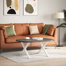 Berkfield Home Coffee Table Legs X-Shaped 2 pcs White 70x(42-43) cm Steel - thumbnail 2