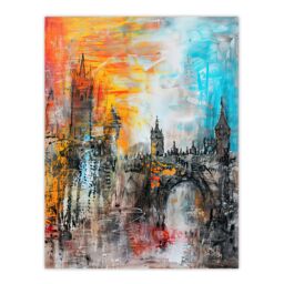 "Artery8 Alnwick Castle Modern Artwork Northumberland Wall Art Print - Size: W24"" x H32""" - thumbnail 1