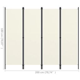 Berkfield Home 4-Panel Room Divider Cream White 200x180 cm - thumbnail 6