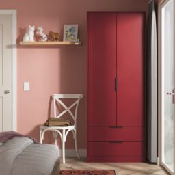 Ready Assembled 2 U Fuji 2 Door 2 Drawer Wardrobe (Ready Assembled) in Dark Red - thumbnail 1