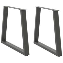 Berkfield Home Dining Table Legs V-Shape 2 pcs Anthracite 80x(72-73.3) cm Steel in Charcoal - thumbnail 2