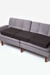 Homescapes Quilted Polyester 3 Seater Orthopaedic Booster Cushion Cover in Black - thumbnail 2
