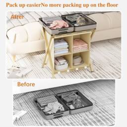 Huhote 2-Tier Metal Luggage Rack with Storage Shelf Suitcase stand Home in Gold - thumbnail 3