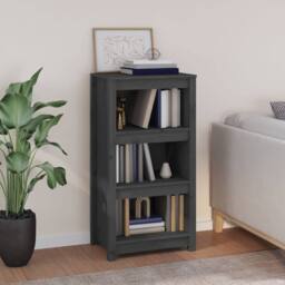 Berkfield Home Beautiful Book Cabinet Grey 50x35x97 cm Solid Wood Pine - Size: 50 x 35 x 97 cm - thumbnail 2