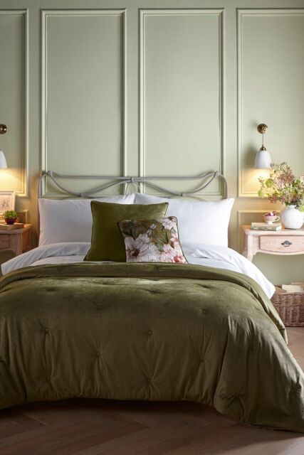 Appletree 'Austell' Velvet Bedspread in Olive - image 1