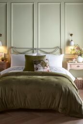 Appletree 'Austell' Velvet Bedspread in Olive
