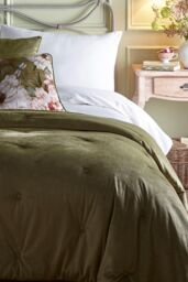 Appletree 'Austell' Velvet Bedspread in Olive - thumbnail 2