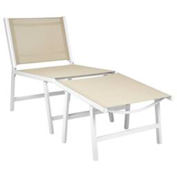 Wyld and Coco Contemporary Garden Chair with Textilene Seat and Footrest Beige - thumbnail 2
