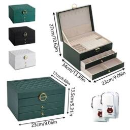VOGREX Large 3 Layer Jewellery Organizer Storage Necklace Storage in Green - thumbnail 7
