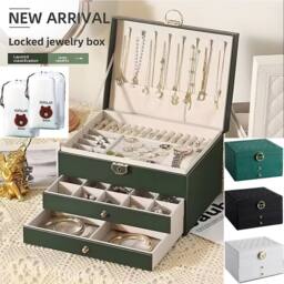 VOGREX Large 3 Layer Jewellery Organizer Storage Necklace Storage in Green - thumbnail 3