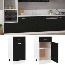 Berkfield Home Durable Drawer Bottom Cabinet Black 40x46x81.5 cm Engineered Wood - thumbnail 3