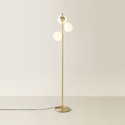 ValueLights Jas Modern Gold Floor Lamp With Frosted Glass Globe Shades - thumbnail 6