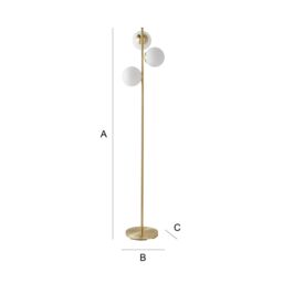 ValueLights Jas Modern Gold Floor Lamp With Frosted Glass Globe Shades - thumbnail 7
