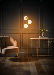 ValueLights Jas Modern Gold Floor Lamp With Frosted Glass Globe Shades - thumbnail 2