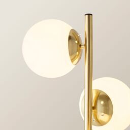 ValueLights Jas Modern Gold Floor Lamp With Frosted Glass Globe Shades - thumbnail 3