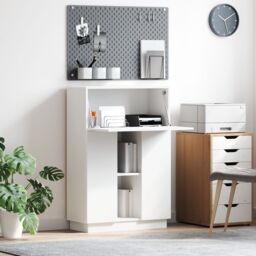 Berkfield Home White Writing Desk White Engineered Wood Medium - thumbnail 1