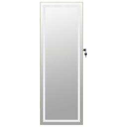 Berkfield Home Mirror Jewellery Cabinet with LED Lights Wall Mounted in Brown - thumbnail 5
