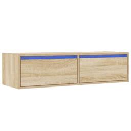 Berkfield Home TV Cabinet with LED Lights Sonoma Oak 100X35.5x25 cm in Brown - thumbnail 1