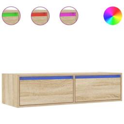 Berkfield Home TV Cabinet with LED Lights Sonoma Oak 100X35.5x25 cm in Brown - thumbnail 3