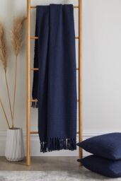 Drift Home 'Hayden' Textured Woven Throw in Navy - Size: 200 cm x 200 cm - thumbnail 2
