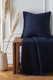 Drift Home 'Hayden' Textured Woven Throw in Navy - Size: 200 cm x 200 cm - thumbnail 4
