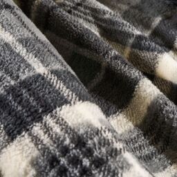 OHS Tartan Check Teddy Fleece Thermal Duvet Cover Bedding Set in Charcoal - Size: King - thumbnail 3