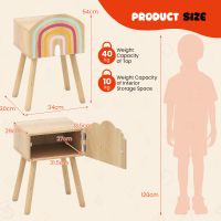 Costway Nightstand Set of 2 Cute End Tables w/ Rainbow Patterns in Natural - thumbnail 2