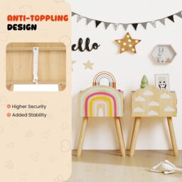 Costway Nightstand Set of 2 Cute End Tables w/ Rainbow Patterns in Natural - thumbnail 9