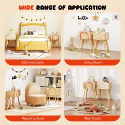 Costway Nightstand Set of 2 Cute End Tables w/ Rainbow Patterns in Natural - thumbnail 8